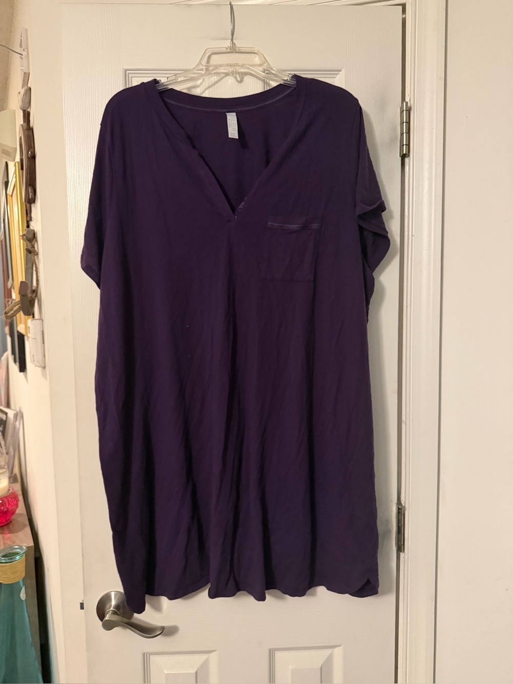 Cacique Deep Purple V-Neck Pocket Nightshirt
